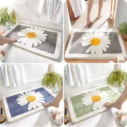 Home Bathroom Small Flower Anti-skid Foot Pad Absorbent Floor Mat